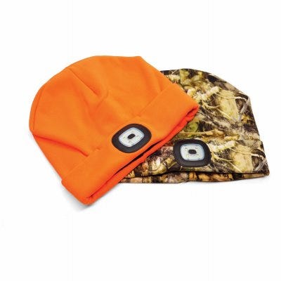 Sportsman LED Lighted Knit Hat Rechargeable Camo or Orange