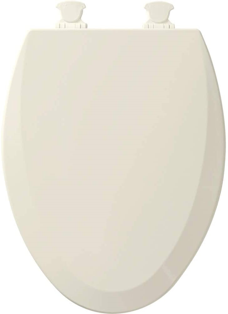 Bemis Wood Elongated Toilet Seat with Easy Clean， Change Hinge， Biscuit/linen