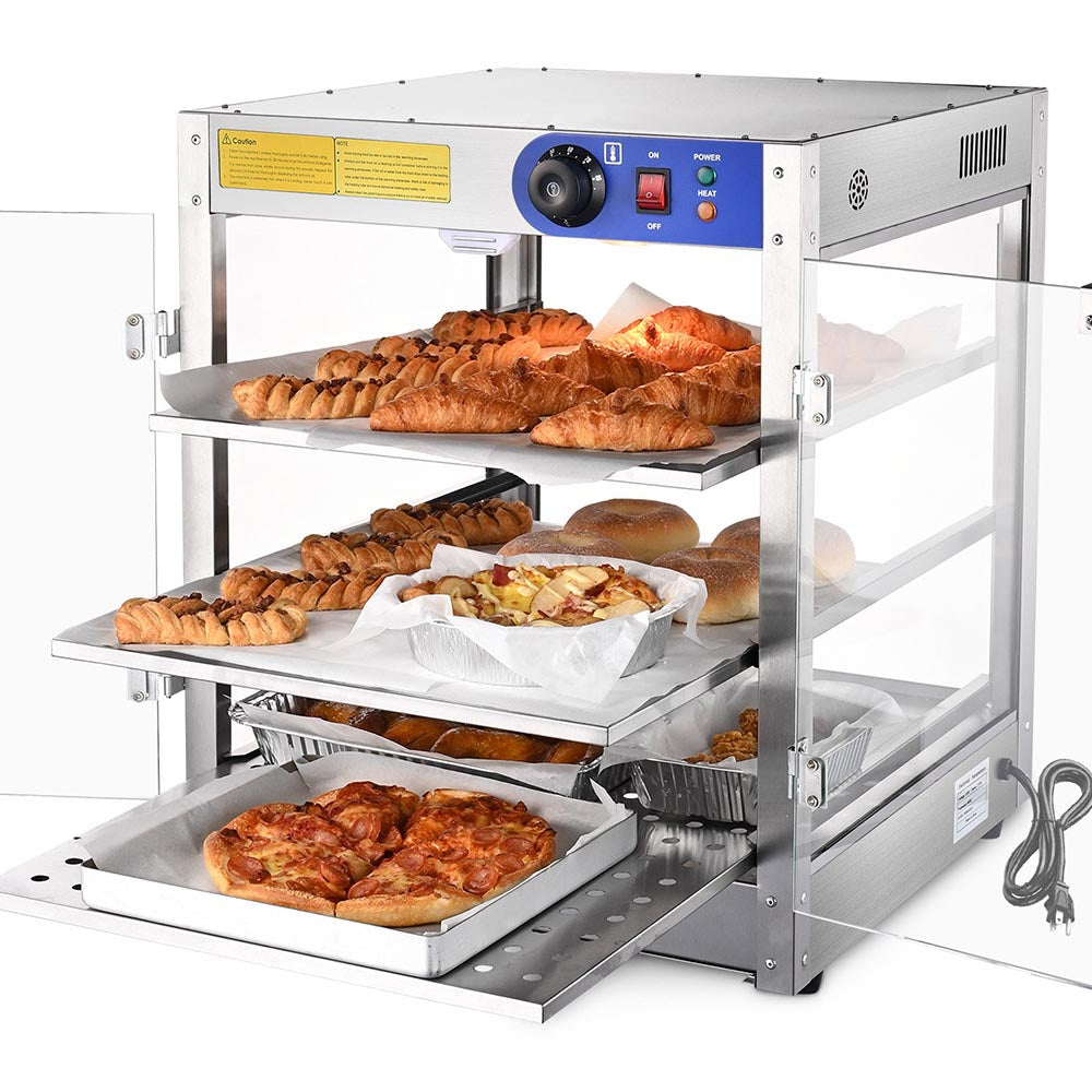 Yescom Pizza Food Warmer Commercial Countertop Display Case 3 Tier
