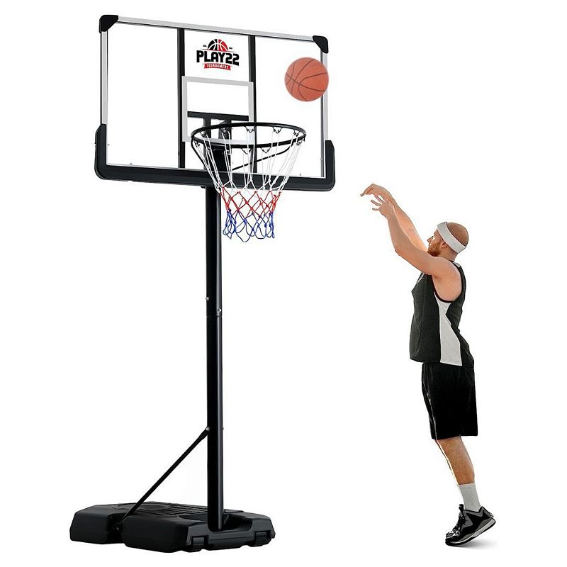 Portable Basketball Hoop 8-10 ft Adjustable - 44in Shatterproof Backboard - Basketball Goal System