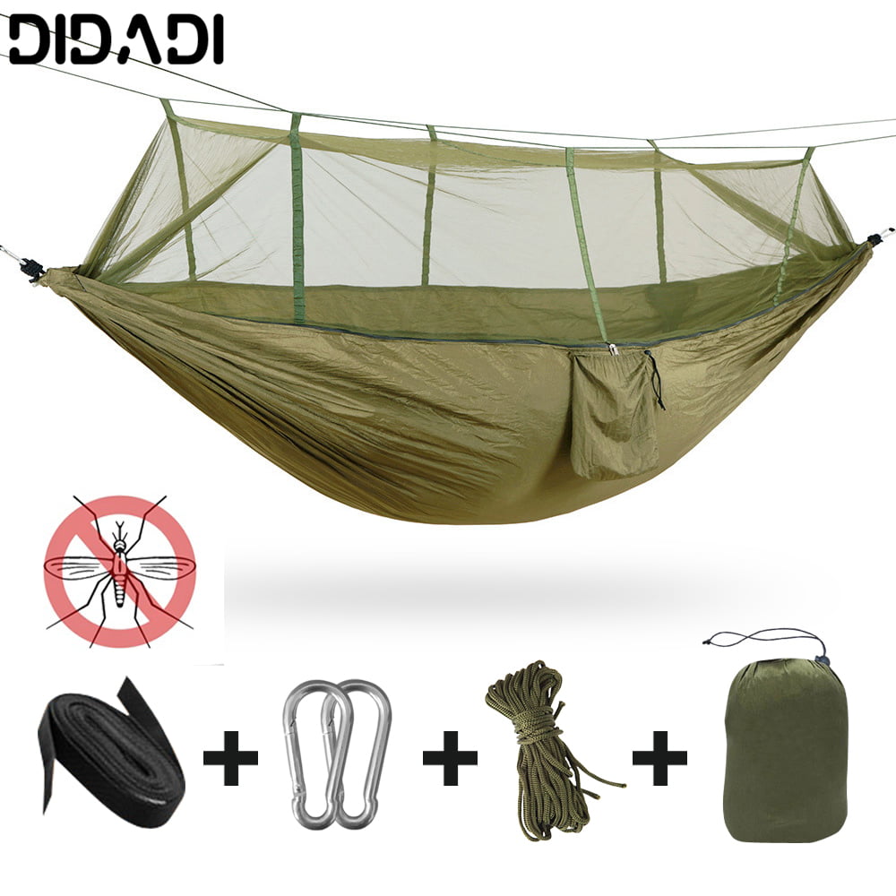 Camping Hammock with Mosquito Net, DIDADI 2 IN 1 USE Triangle Hammock, Double & Single Portable Outdoor Hammocks, Nylon Hammock Tent for Adventures Hiking Backpacking