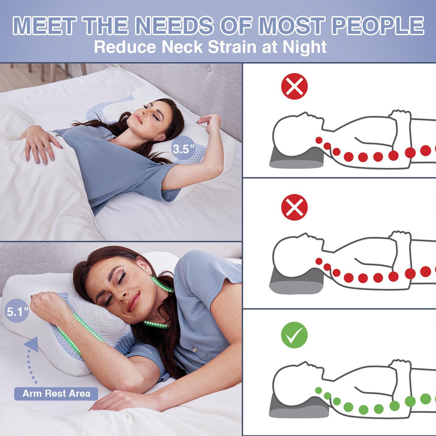 Adjustable Cervical Memory Foam Pillow, Odorless Neck Pillows for Pain Relief, Orthopedic Contour Pillows for Sleeping with Pillowcase, Bed Support Pillow for Side, Back, Stomach Sleeper