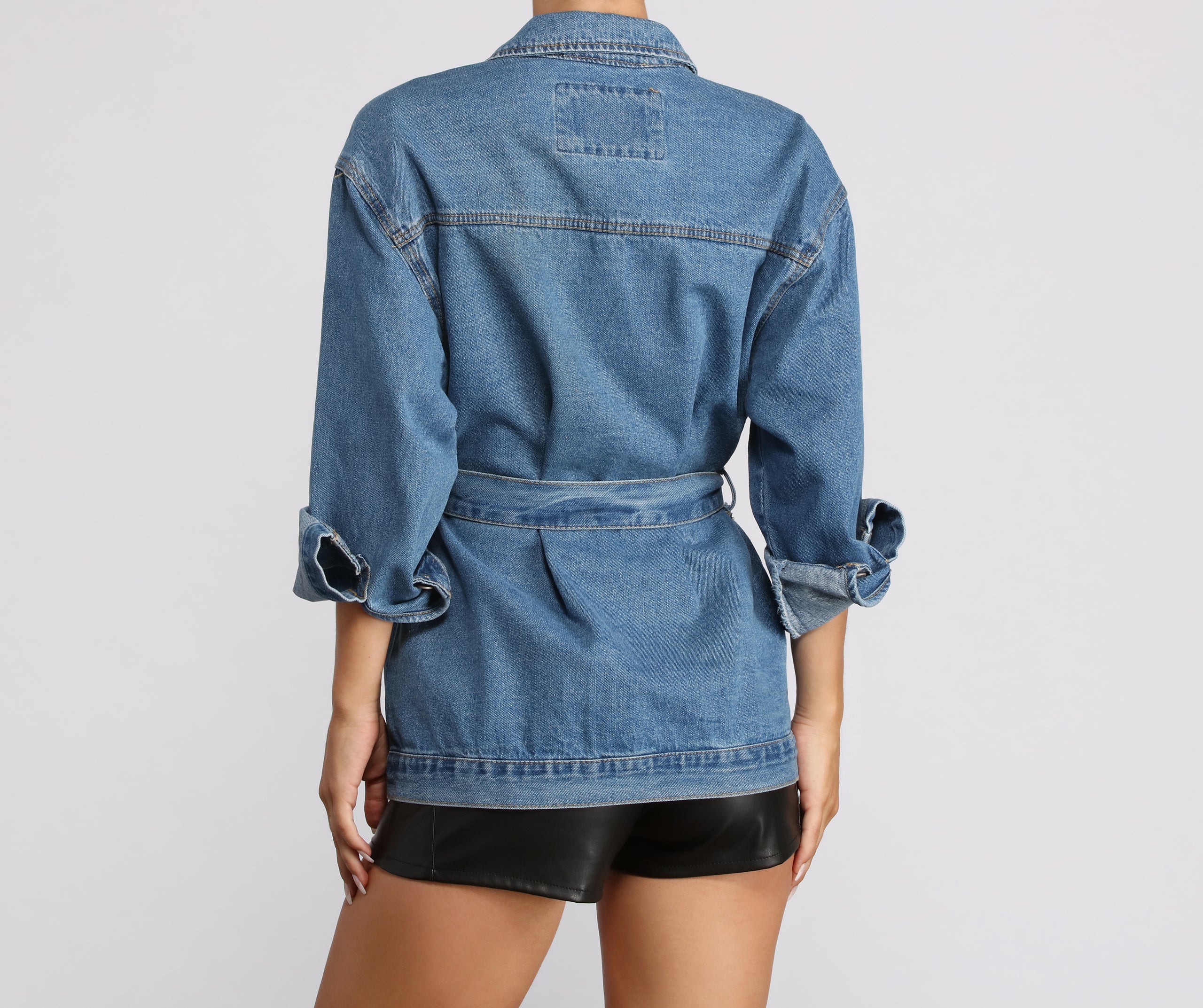 Oversized Belted Denim Jacket