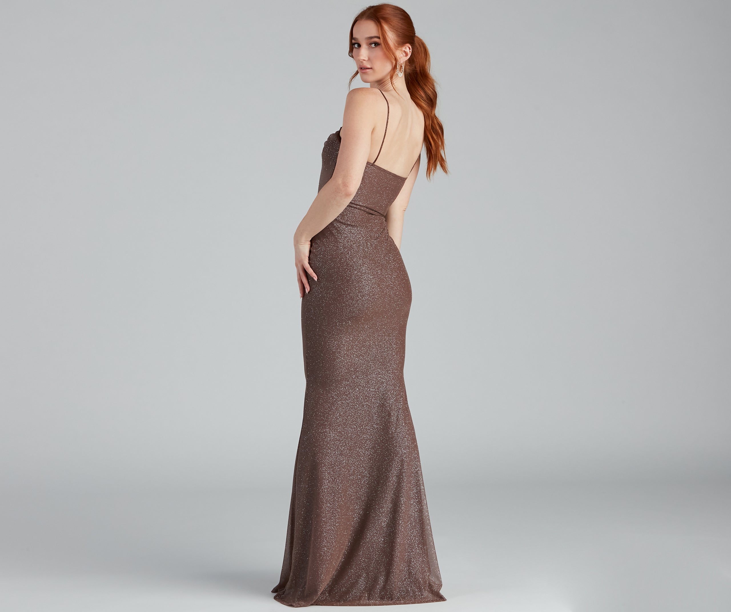 Addison Glitter Mesh Formal Dress