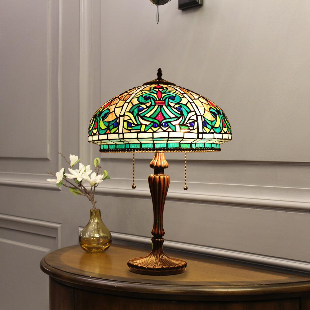 CHLOE Doloris -Style Victorian Stained Glass Table Lamp 17" Width