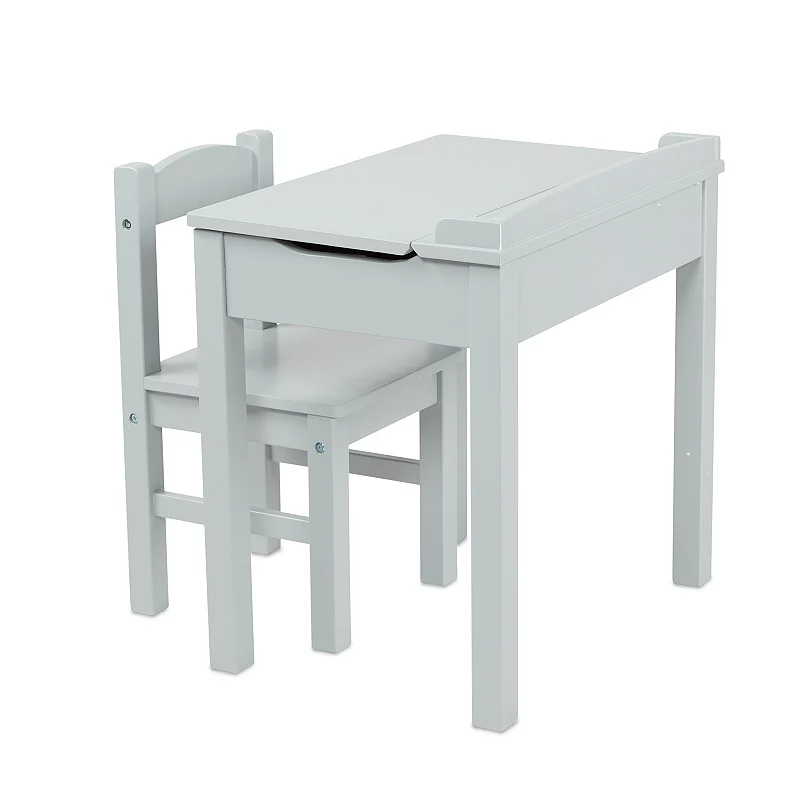Melissa and Doug Child's Lift-Top Desk and Chair (Kids Furniture， Gray， 2 Pieces)