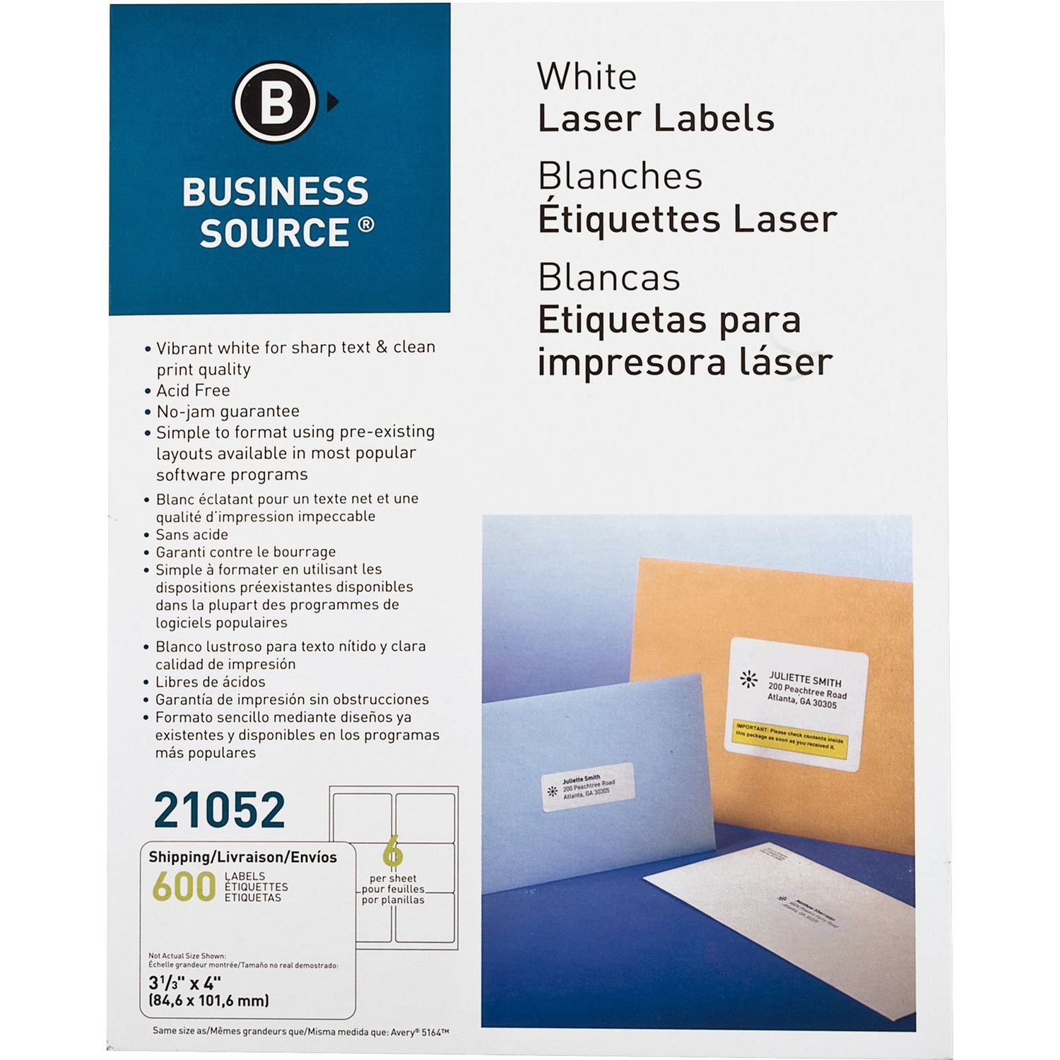 Bright White Premium-quality Address Labels by Business Source BSN21052