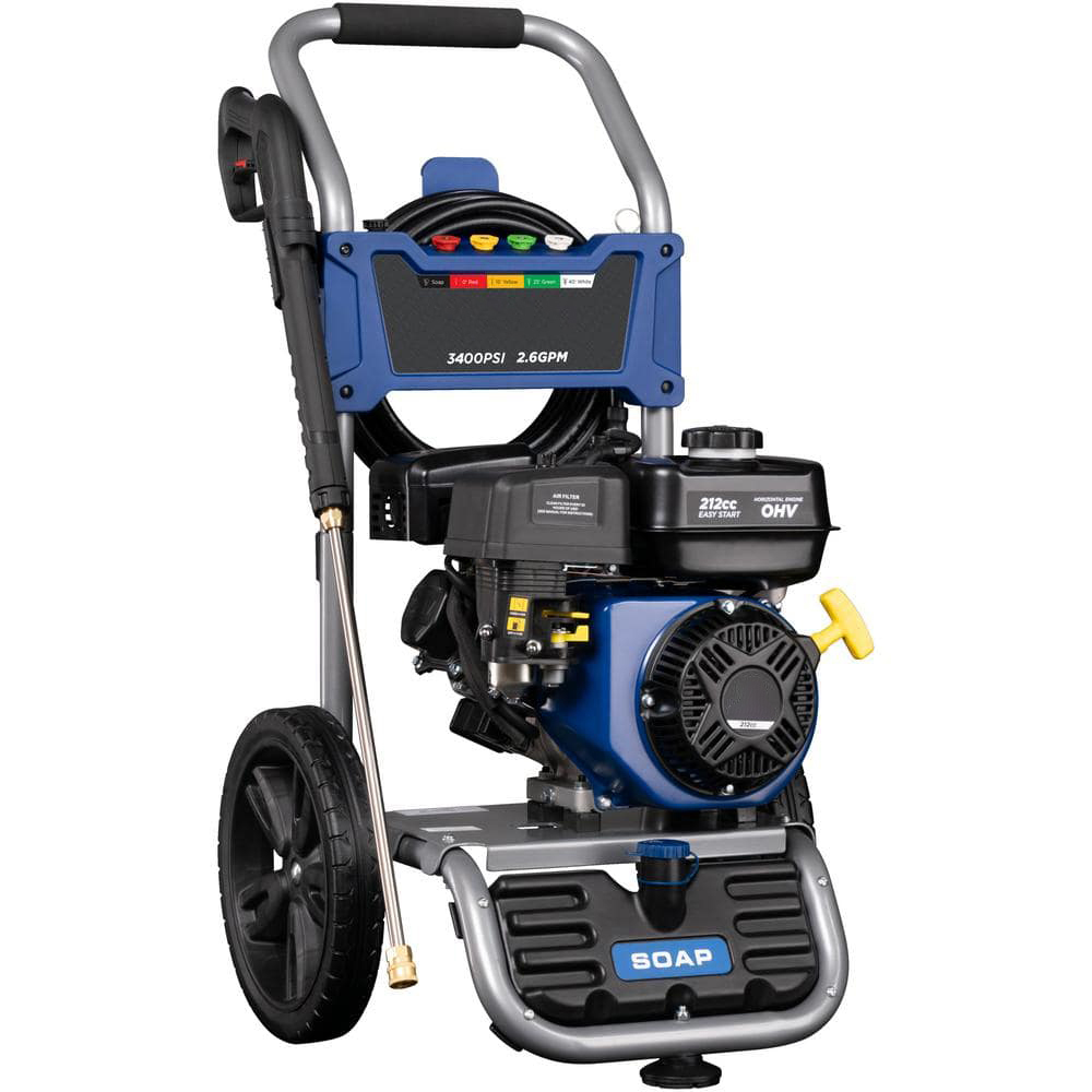 🚨HARBOR CLEARANCE $49.92🧽✨3400 PSI 2.6 GPM Cold Water Gas Pressure Washer with Soap Tank and 5 Quick Connect Tips