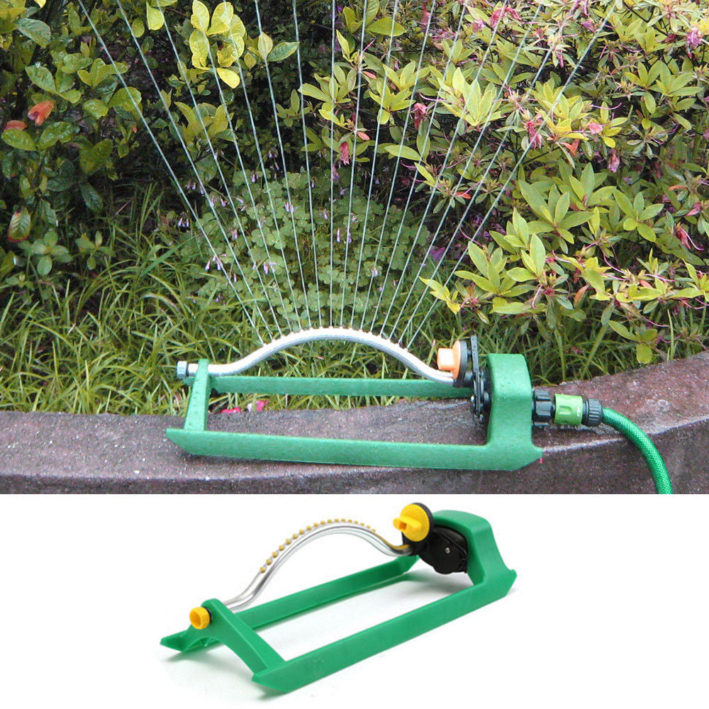 Oscillating Lawn Sprinkler Watering Garden Pipe Hose Water Flow With Connector