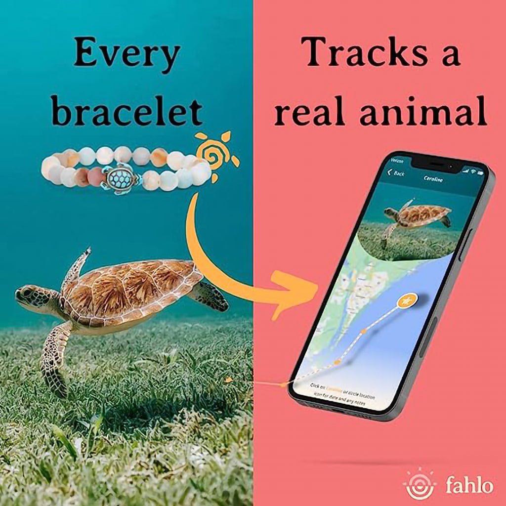 Fahlo  The Journey Bracelet in White Howlite - STC Edition- Sea Turtle-Tracking Bracelet
