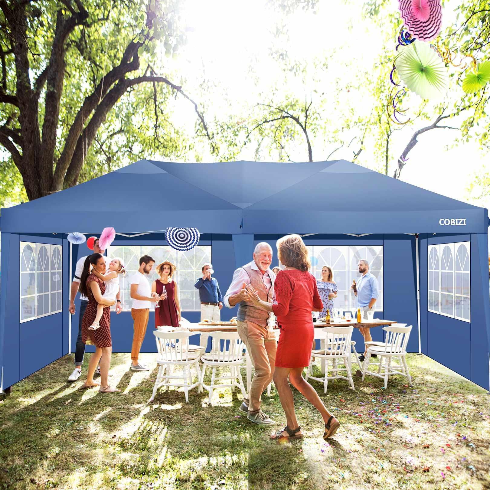 10' x 20' Canopy Tent EZ Pop Up Party Tent Portable Instant Commercial Heavy Duty Outdoor Market Shelter Gazebo with 6 Removable Sidewalls and Carry Bag, Blue