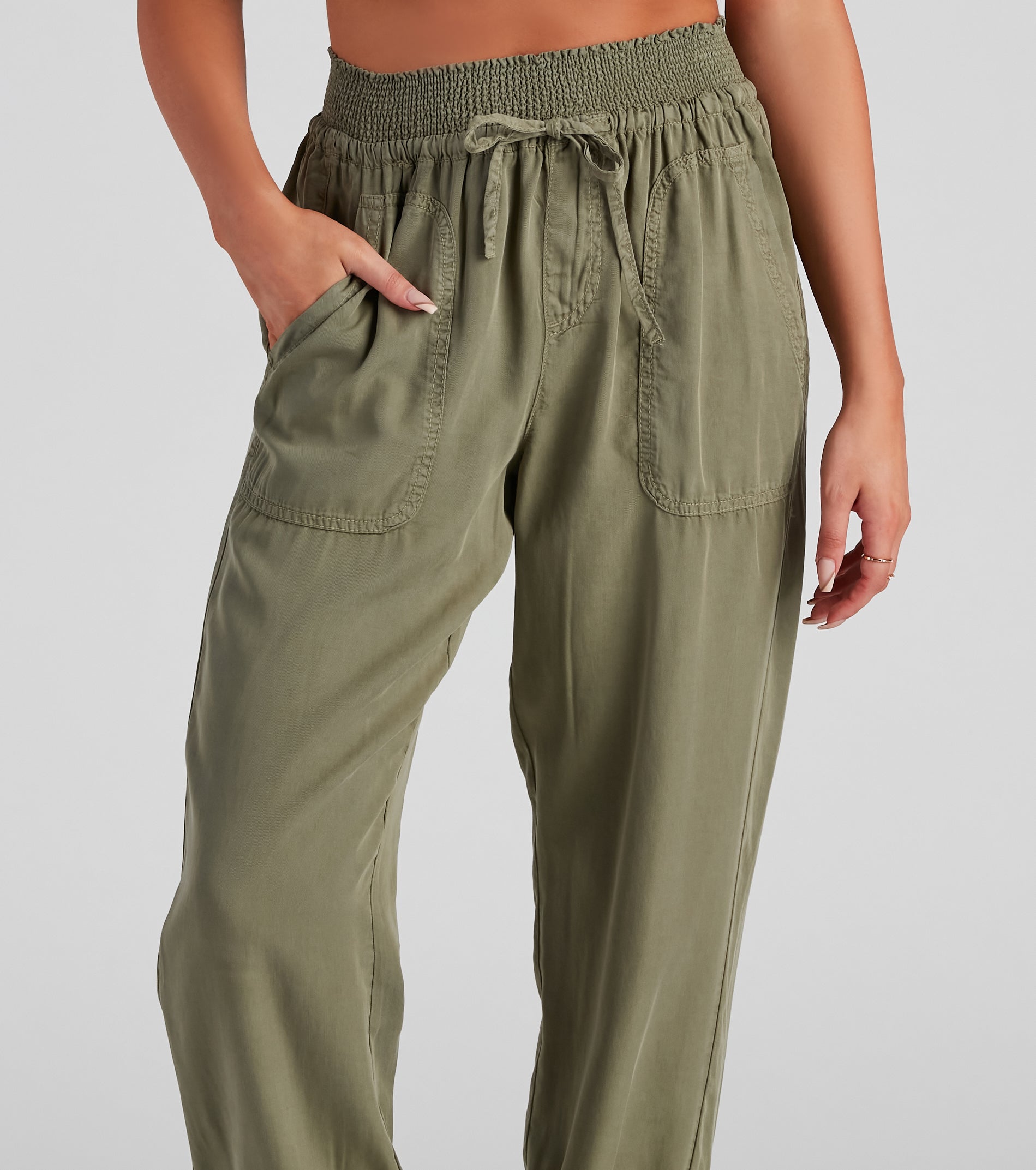 Coffee Break Smock Tie Waist Joggers