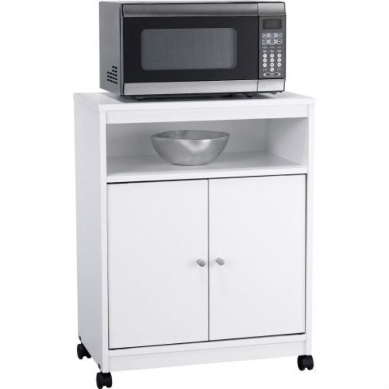 White Utility Cart / Kitchen Microwave Cart with Casters - 14.7 x 23.6 x 30.3 inches - - 34149295