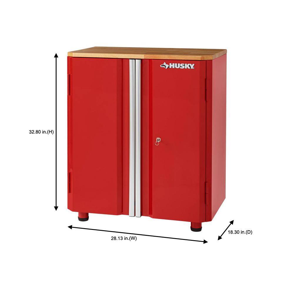 Husky G2802BR-US Ready-to-Assemble 24-Gauge Steel 2-Door Garage Base Cabinet in Red (28 in. W x 32 in. H x 18 in. D)