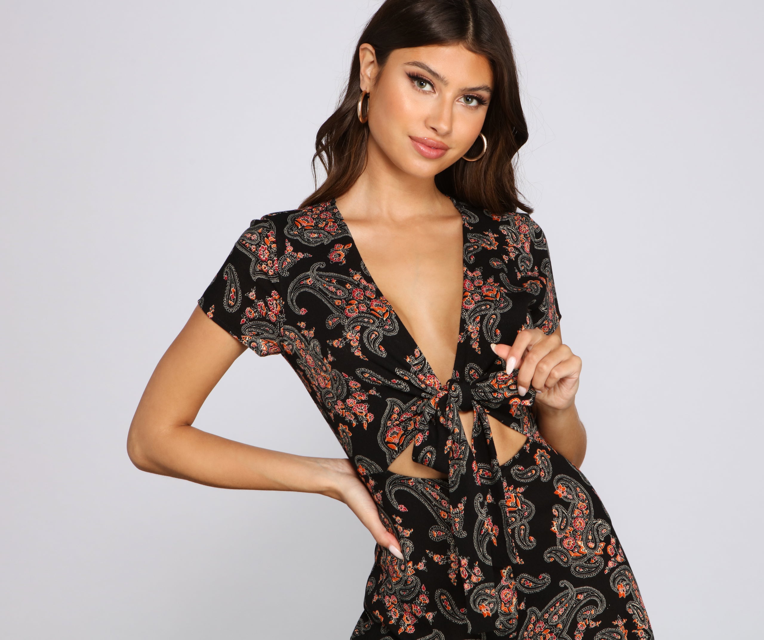 Floral Daydream Tie-Front Romper