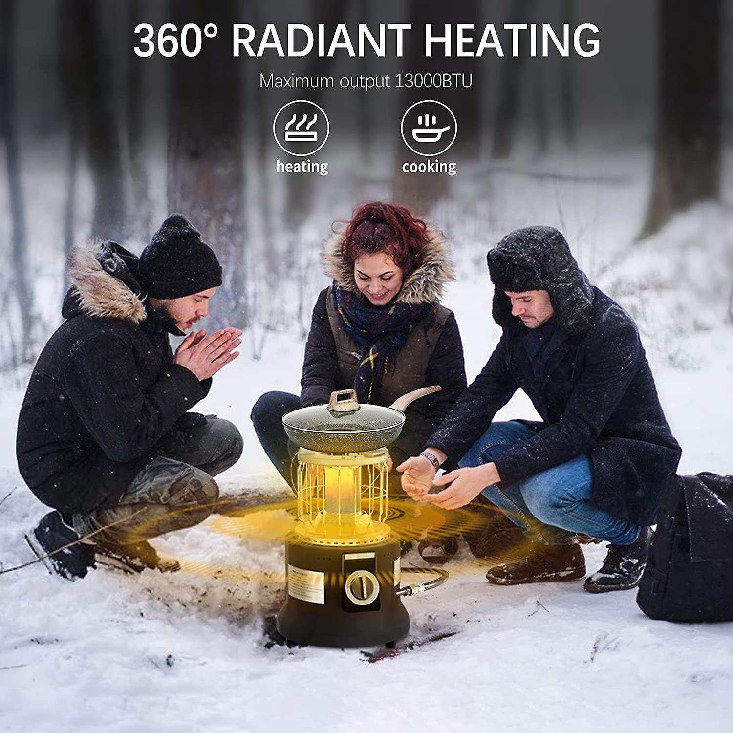 Propane Heater， 2-in-1 Camping Portable Lp Gas Heaterandstove With 5ft Propane Hose + Pressure Reducing Valve， Outdoor Patio Heaters For Tent Ice Fishin