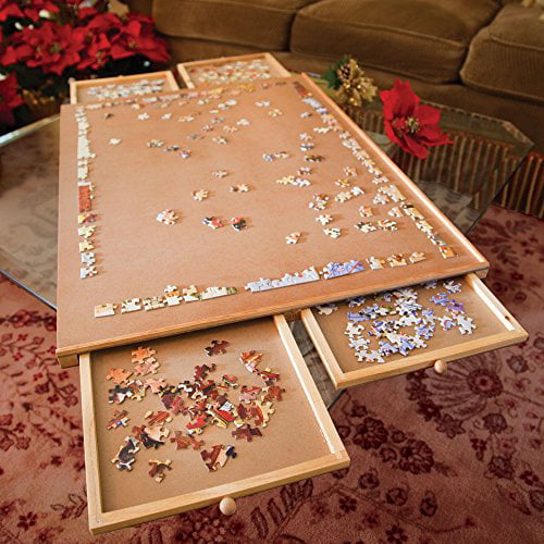 Bits and Pieces Jumbo 1500 Piece Puzzle Plateau W/ Storage Drawers， 26x35