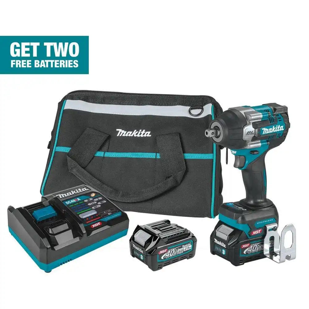 Makita 40V max XGT Brushless Cordless 4-Speed Mid-Torque 1/2 in. Impact Wrench Kit w/Detent Anvil, 2.5Ah GWT08D