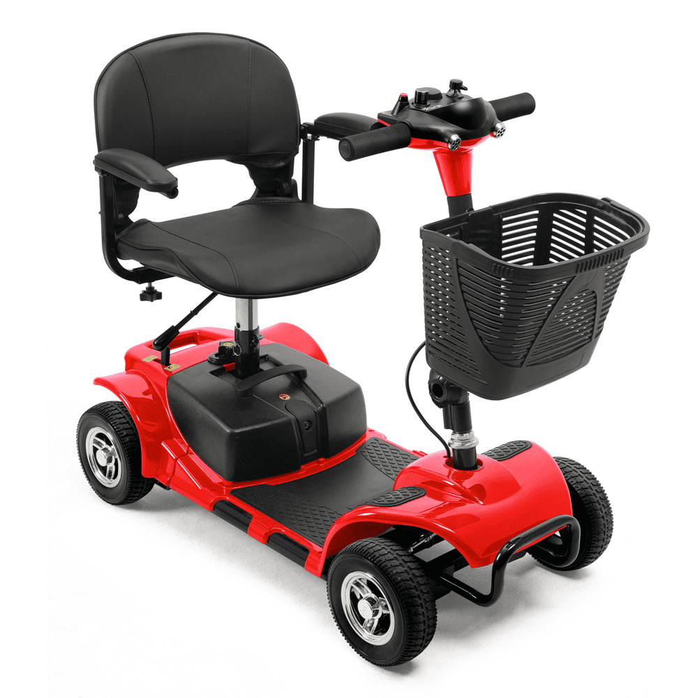 Mobility Scooter 4 Wheel Electric Mobility Scooter Folding Mobile Wheelchair w/Basket for Seniors Adult,Max Weight 300 lbs,Red