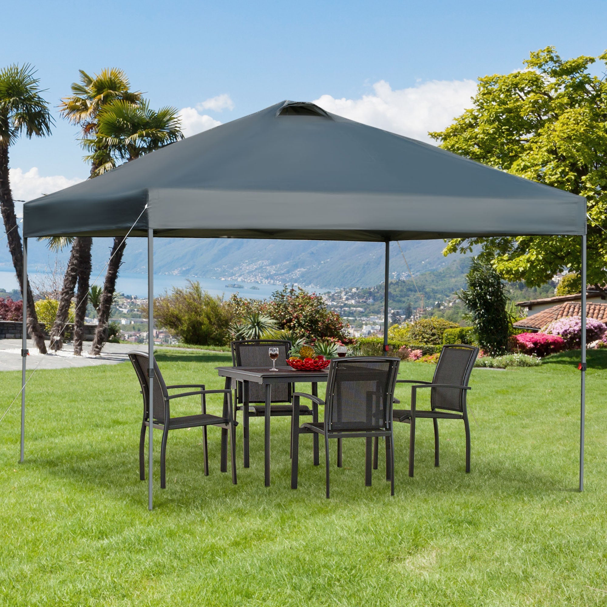 Outsunny 10' x 10' Outdoor Pop up Party Tent Canopy, Gray, Pop up Tent