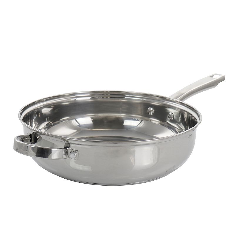Oster Cocina Sangerfield 3 Piece 4 Quart Stainless Steel Saute Pan with Lid and Splatter Guard