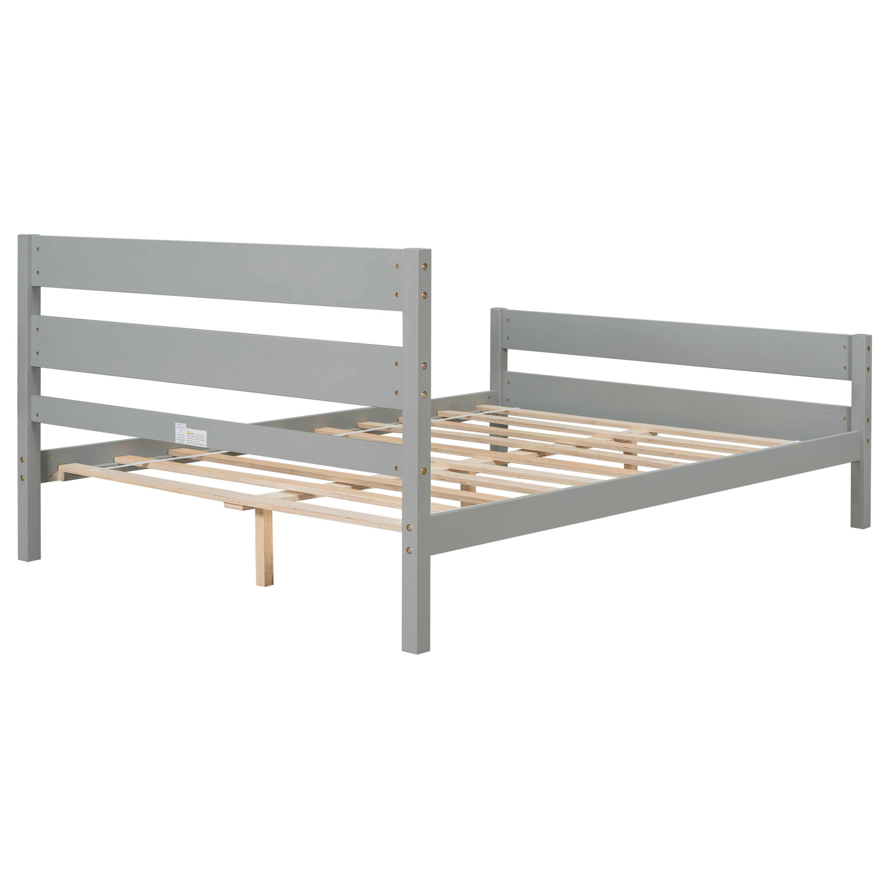 BTMWAY Full Bed Frame with Headboard and Footboard, Modern Wood Platform Bed for Kids Teens Adults, Strong Wooden Slats Support, Full Size Bed Frame No Box Spring Needed, Gray