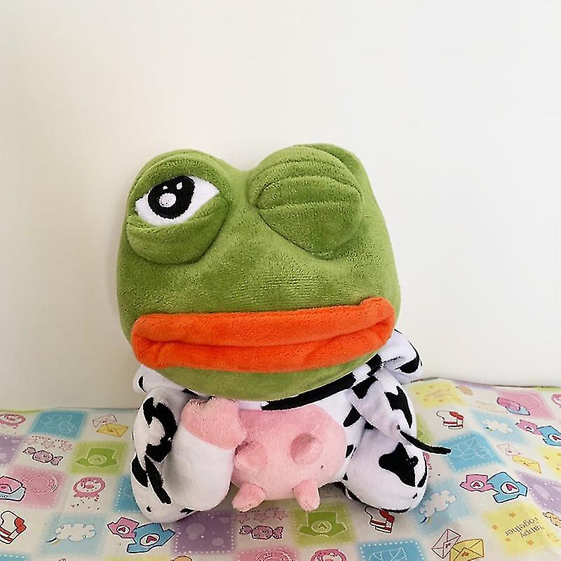 Sad Frog Stuffed Doll 25cm Pepe Frog Lonely Cow Big Eye Frog Dress Up Plush Toys
