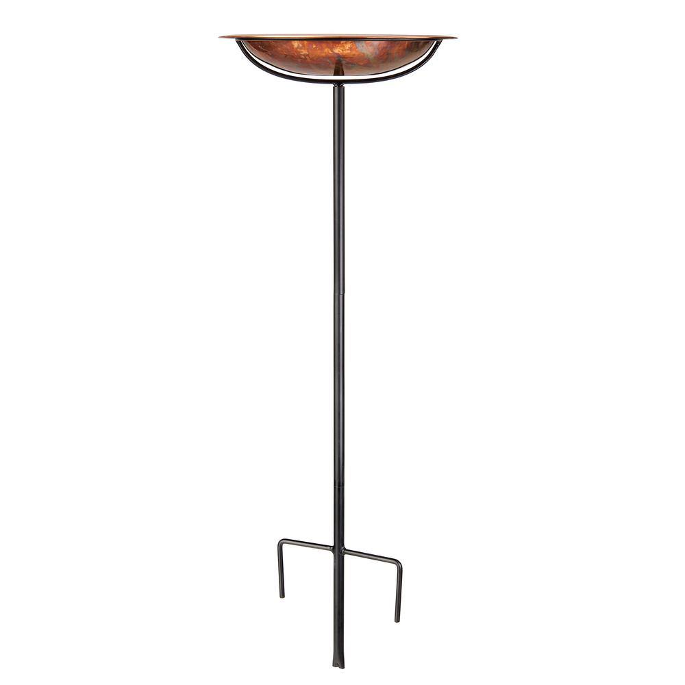 Good Directions Pure Copper Birdbath， Featuring a Hand-Applied Fired Finish and a Multi-Pronged Garden Pole BBG-3