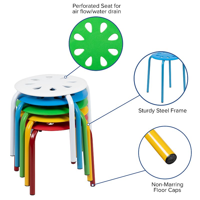Kids Flash Furniture Bentley Colorful Nesting Stack Stool 5-piece Set