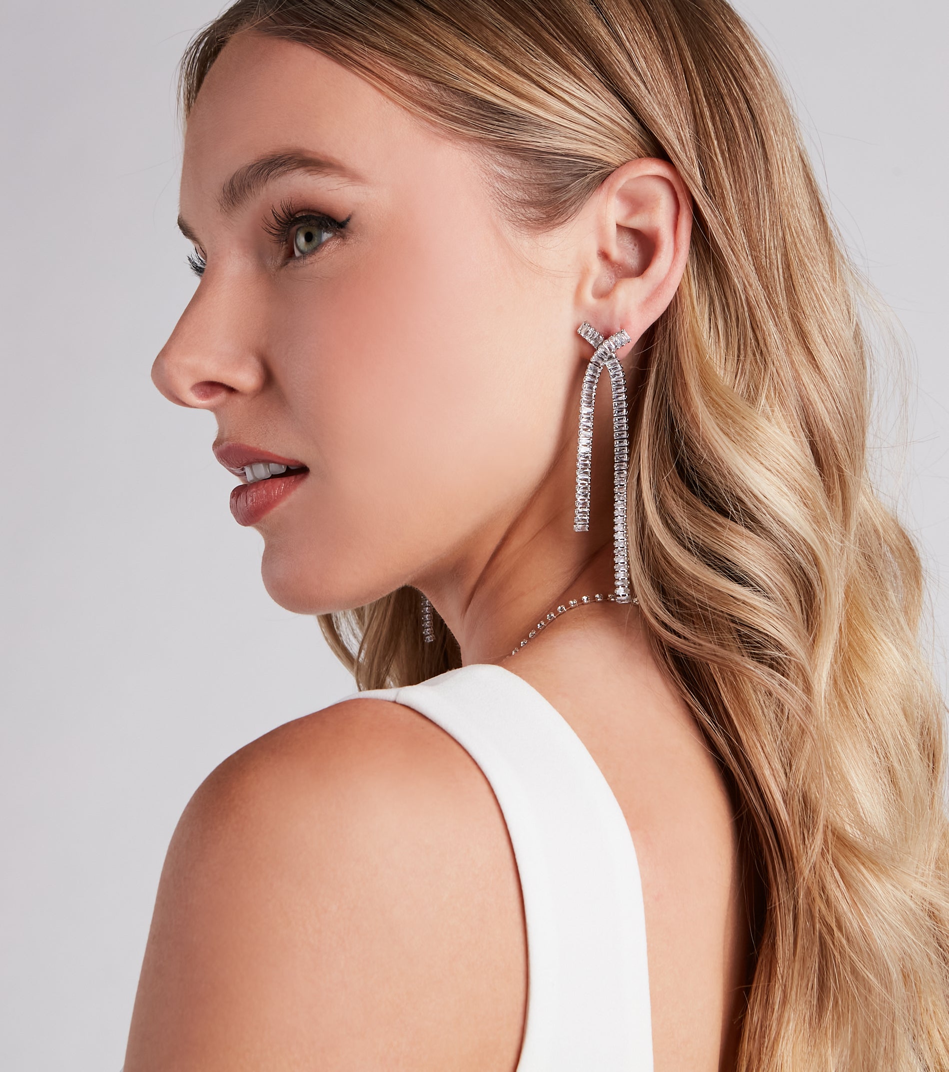 Ultimate Glamour Rhinestone Bow Earrings