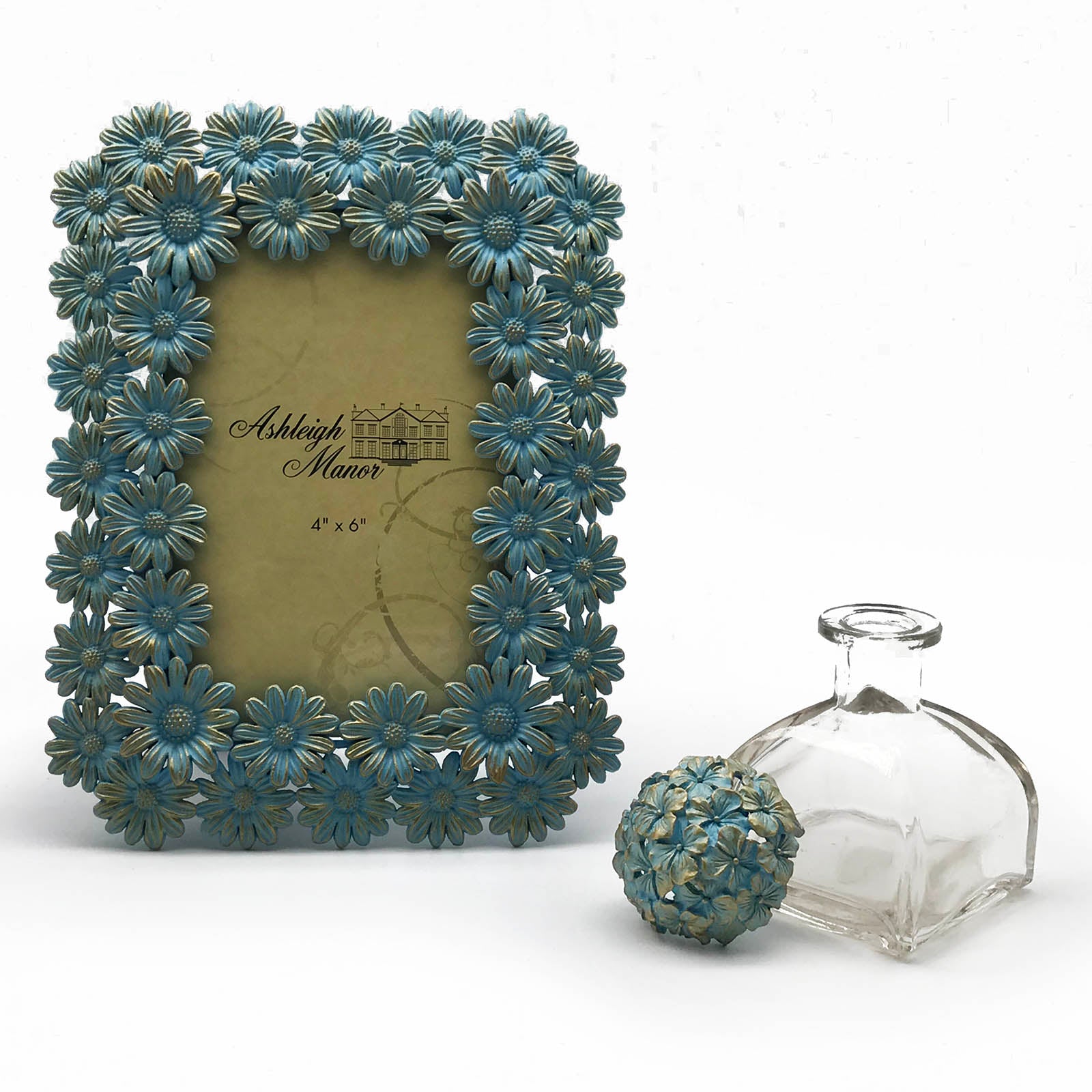 Handmade Glass& Zinc Perfume Jar  Sky 47388Ch04