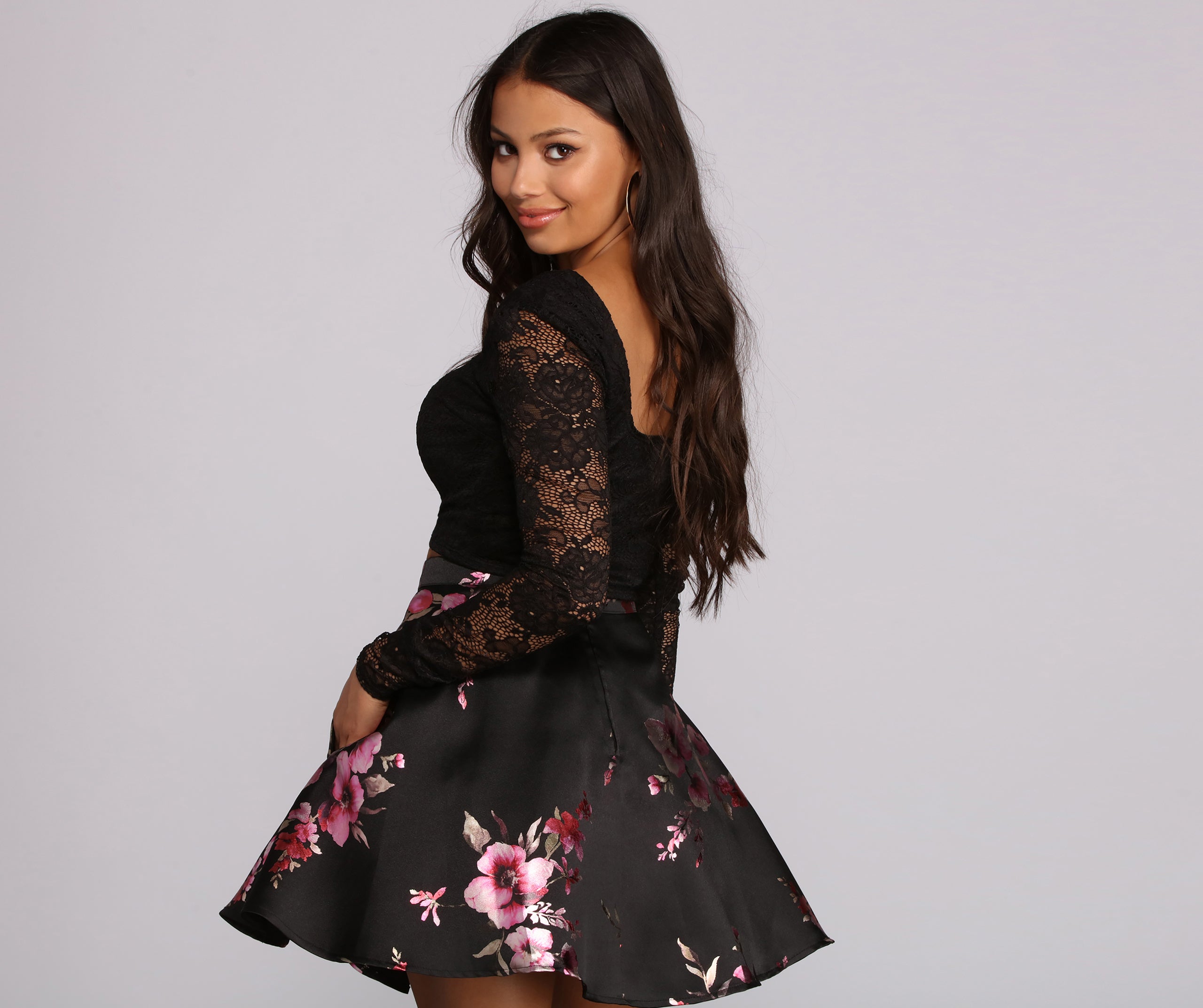 Riley Lace Floral Two Piece Dress