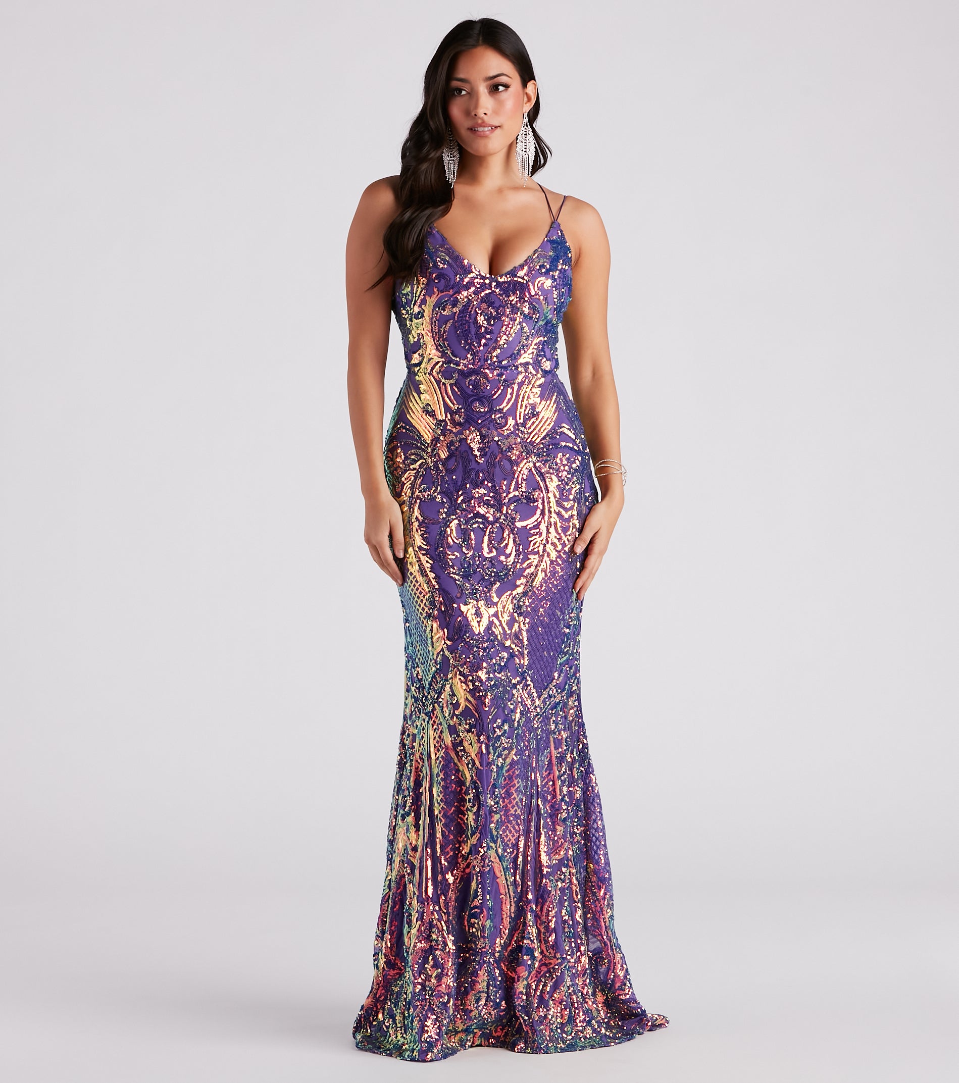 Tabetha Formal Sequin Strappy Mermaid Dress