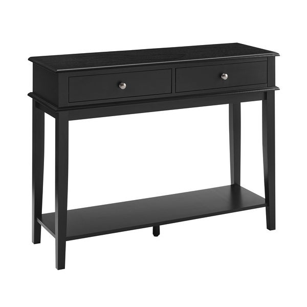 （Exquisite Preference）Black Console Table with 2 Drawers and Open Shelf， Farmhouse Small Entry Table， 39