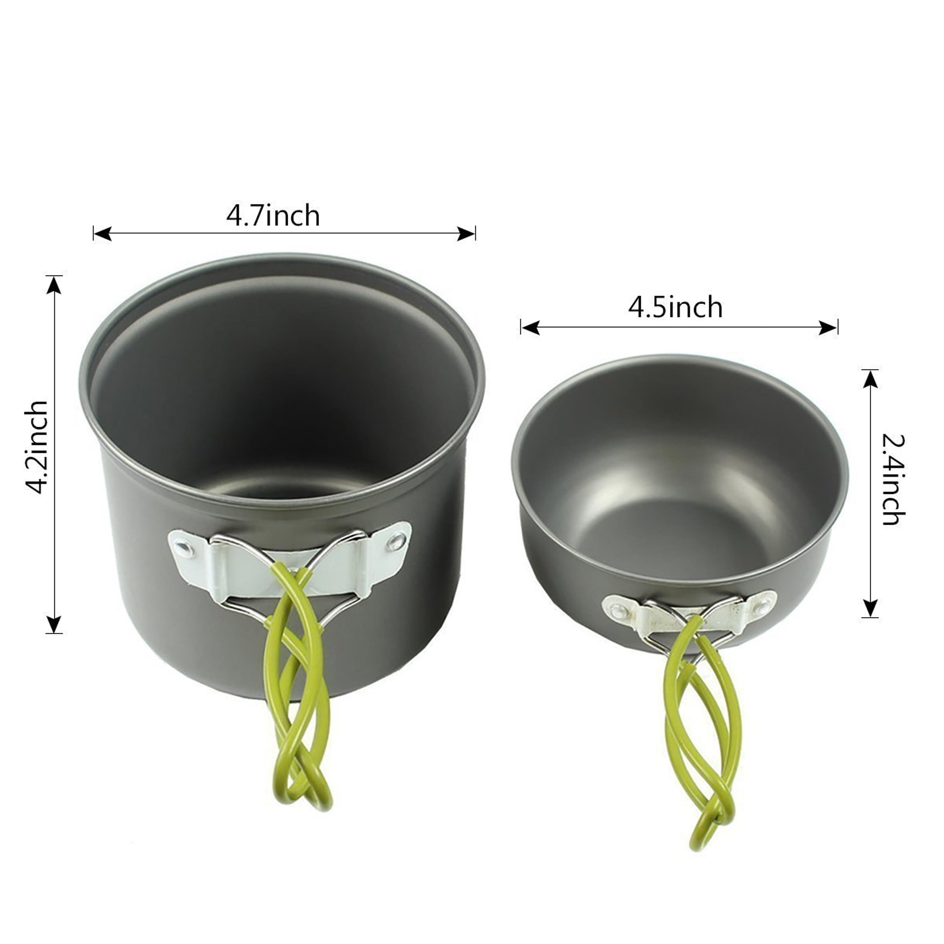 13 PCS Camping Cookware Mess Kit Campfire Kettle Outdoor Hiking Backpacking Picnic Cooking Pot Pan Bowl, Mini Stove, Stainless Steel Cup, Knife Spoon Set