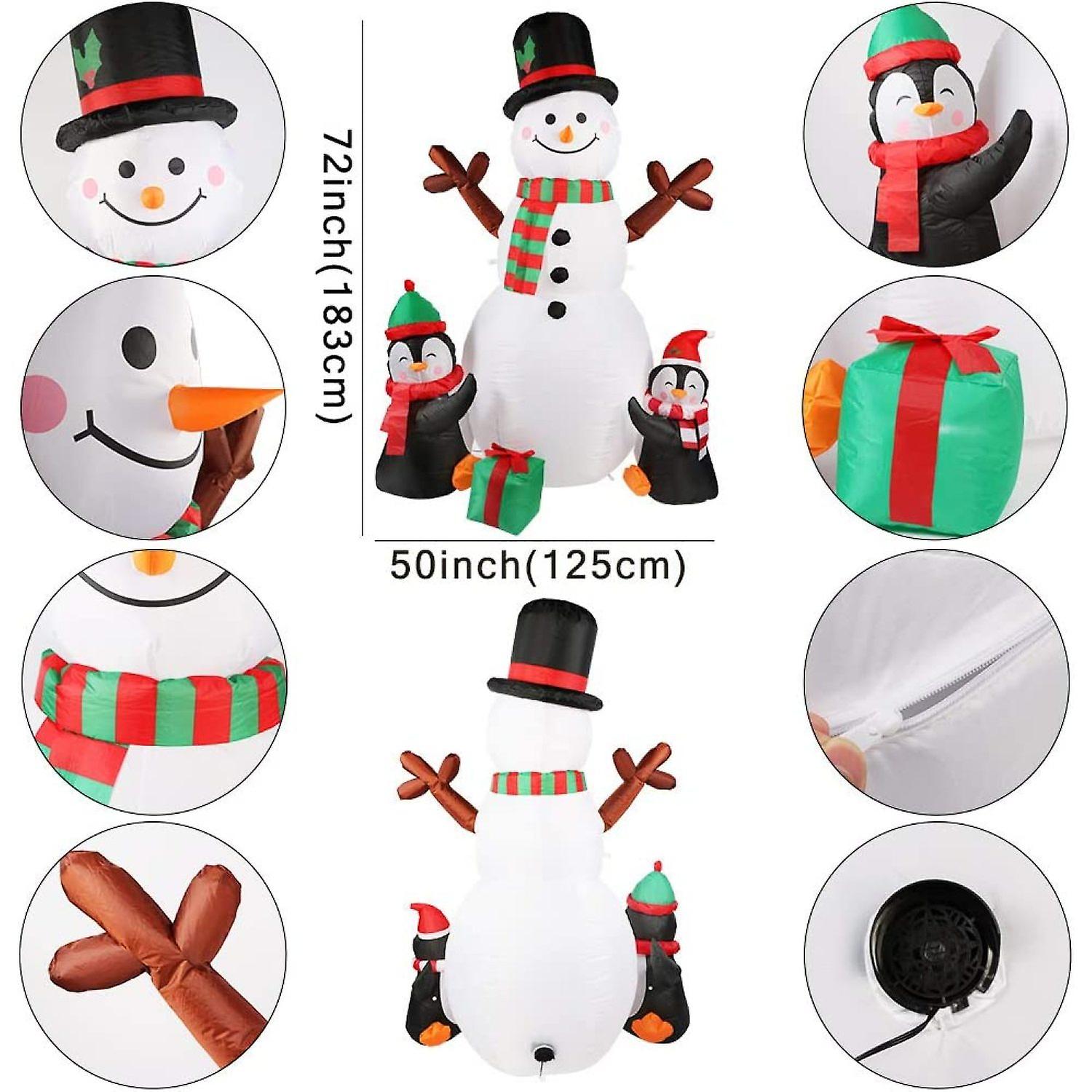 6ft Christmas Inflatables Christmas Decorations Outdoor， Inflatable Snowman Penguin Blow Up Yard Decorations With Rotating Led Lights For Indoor Outdo