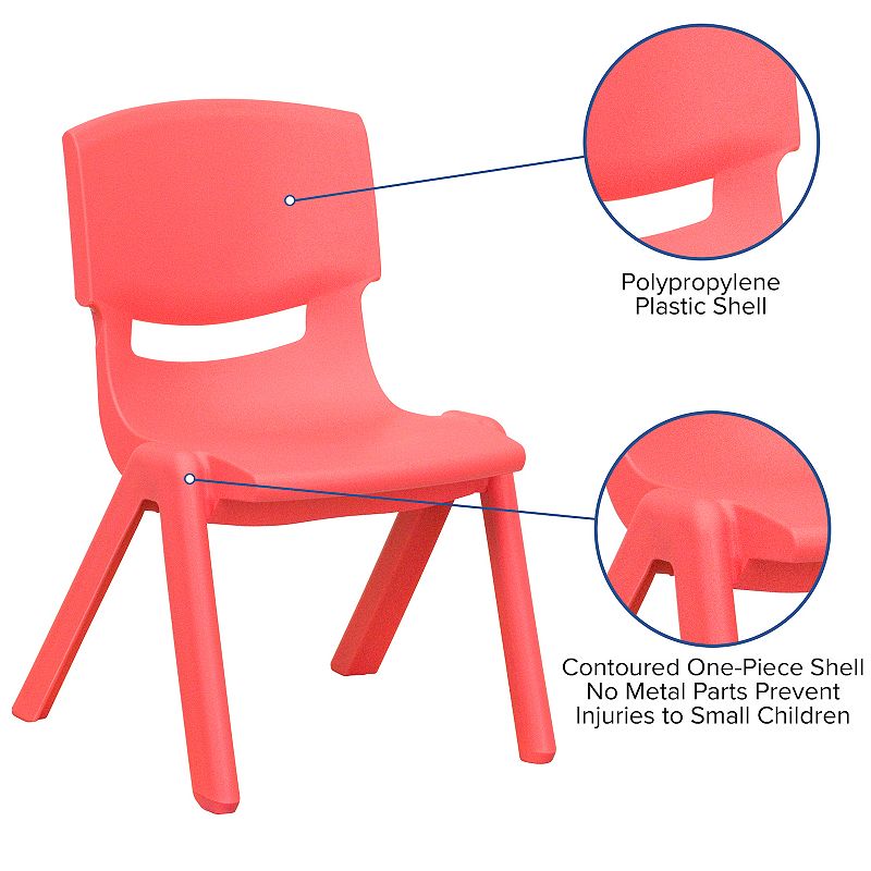 Emma and Oliver 2 Pack Natural Plastic Stackable School Chair with 10.5H Seat， Preschool Chair