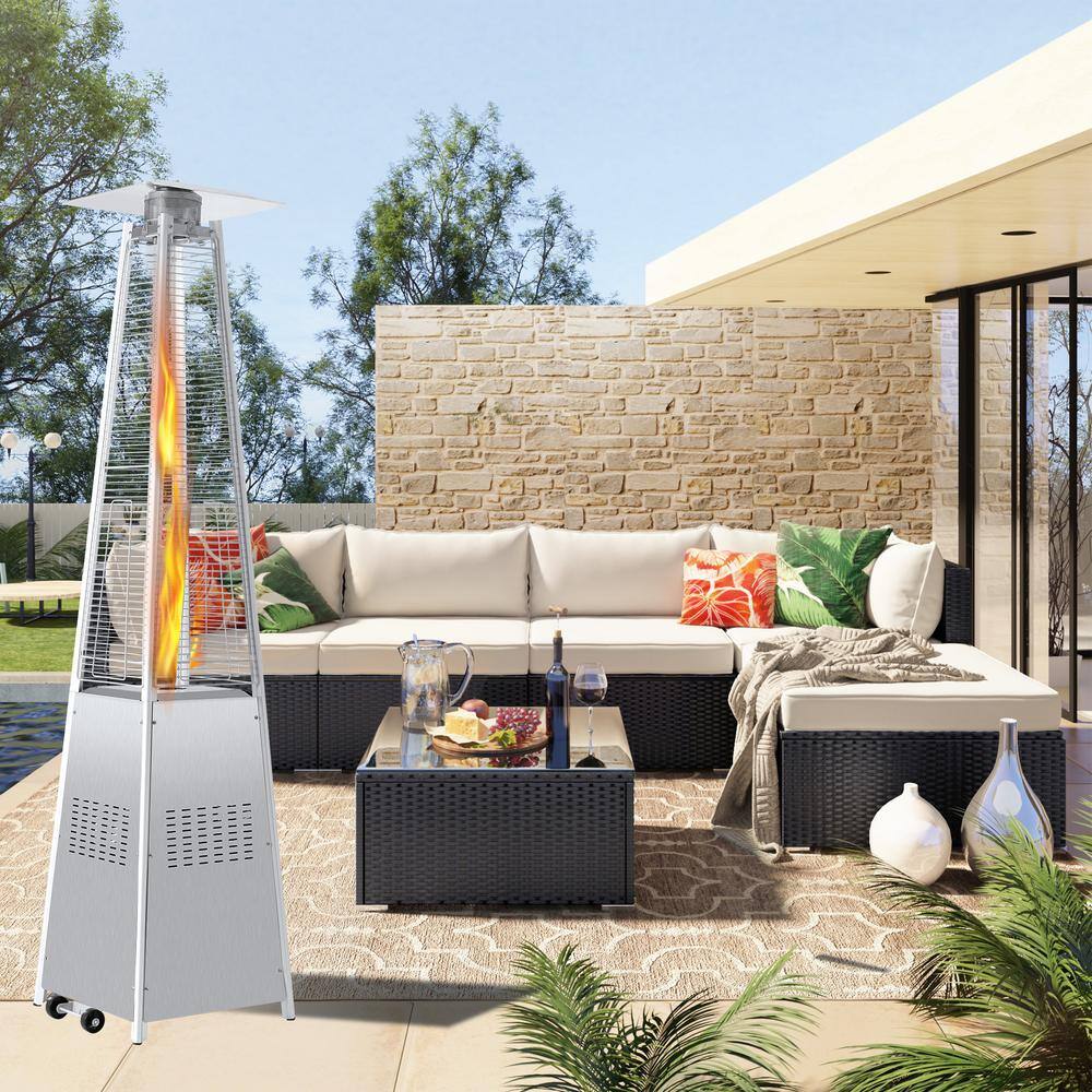 42000 BTU Stainless Steel Pyramid Glass Tube Flame Outdoor Heater with Long Strips of Flame ST725B-260