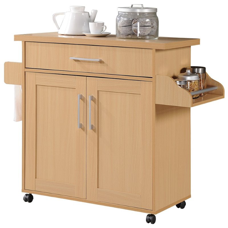 Pemberly Row Kitchen Island with Spice Rack in Beech