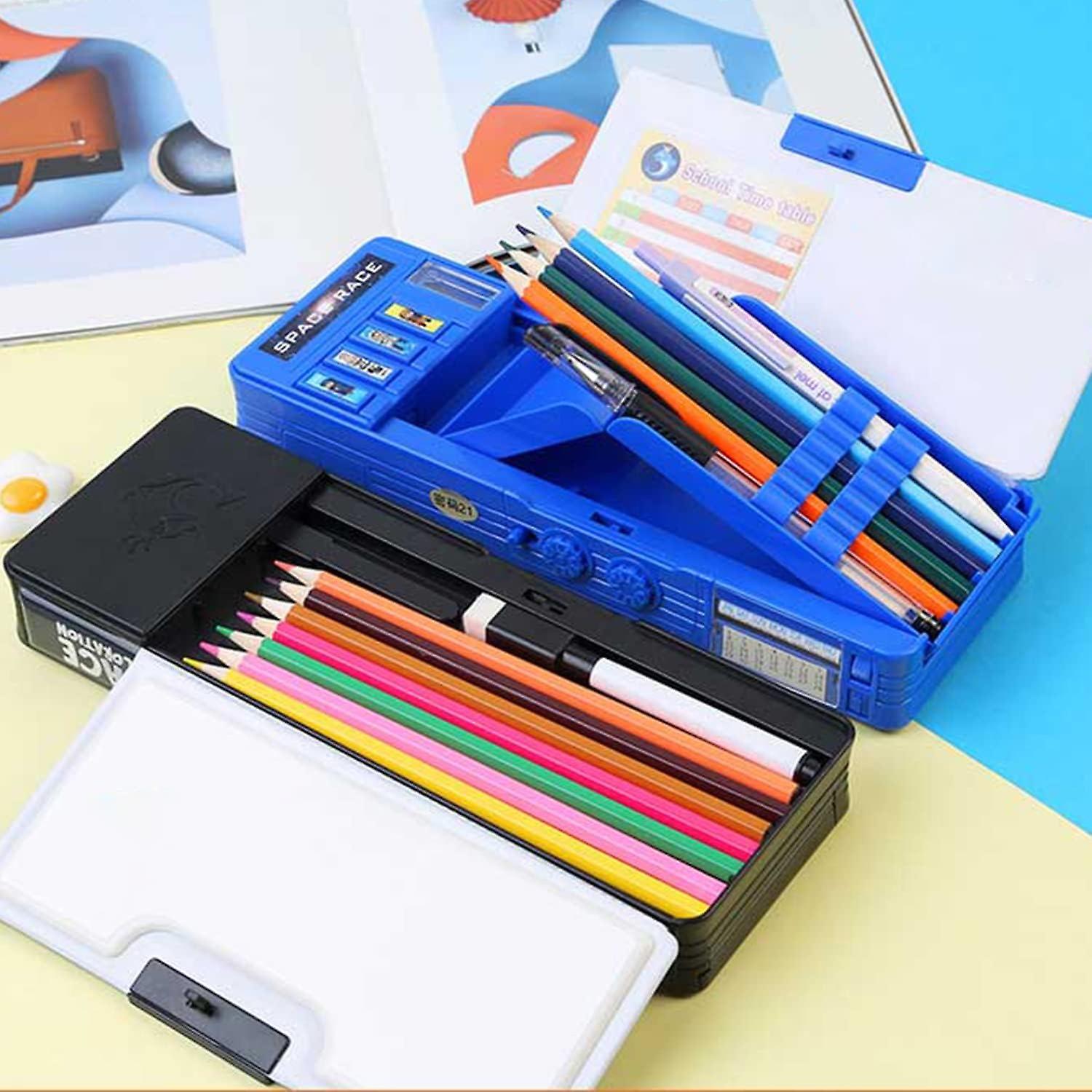 Multifunction Pencil Case For Girls Boys， Cute Cartoon Pen Box Organizer Stationery With Sharpener， Schedule， Whiteboard， School Supplies， Ideal Gift