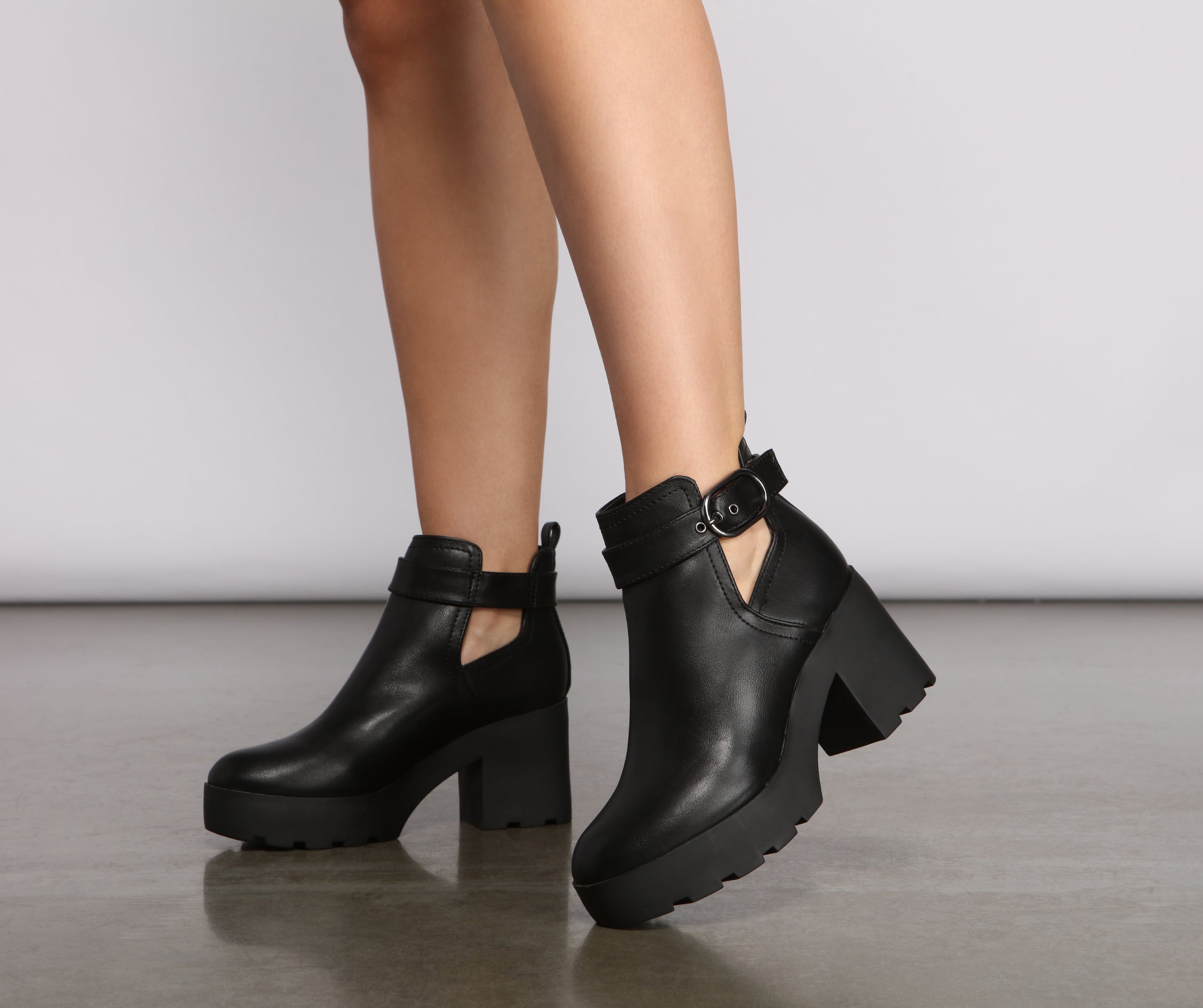 Edgy Vibes Faux Leather Platform Booties