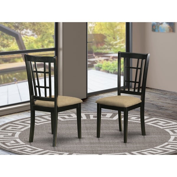 East West Furniture 2 Pieces Dining Chiars Set - Nicoli Black/ Cherry Kitchen Chairs (Seat's Type Options)