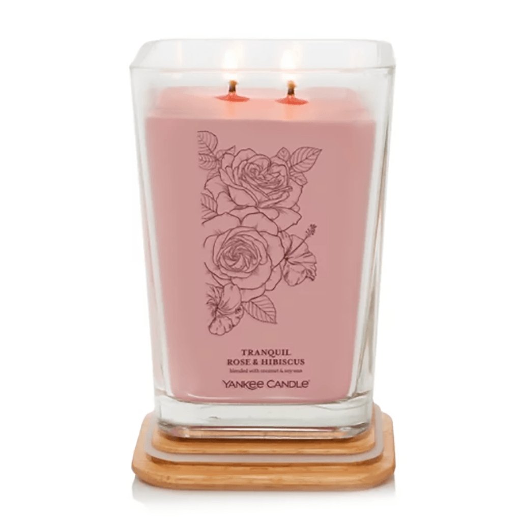 Yankee Candle  Well Living Collection - Large Square Candle in Tranquil Rose & Hibiscus