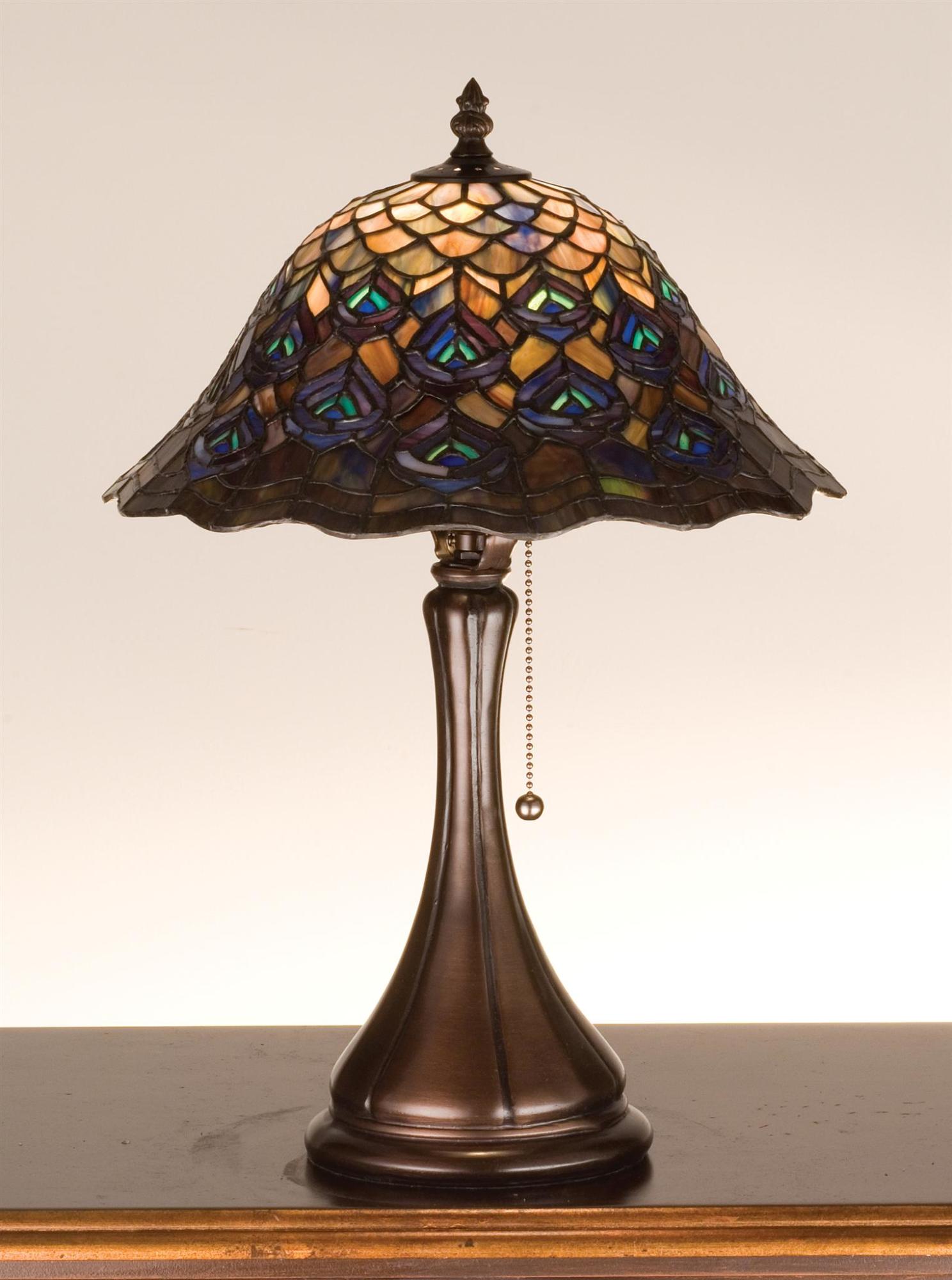 Meyda  28568 Stained Glass /  Accent Table Lamp From The Peacock Feather
