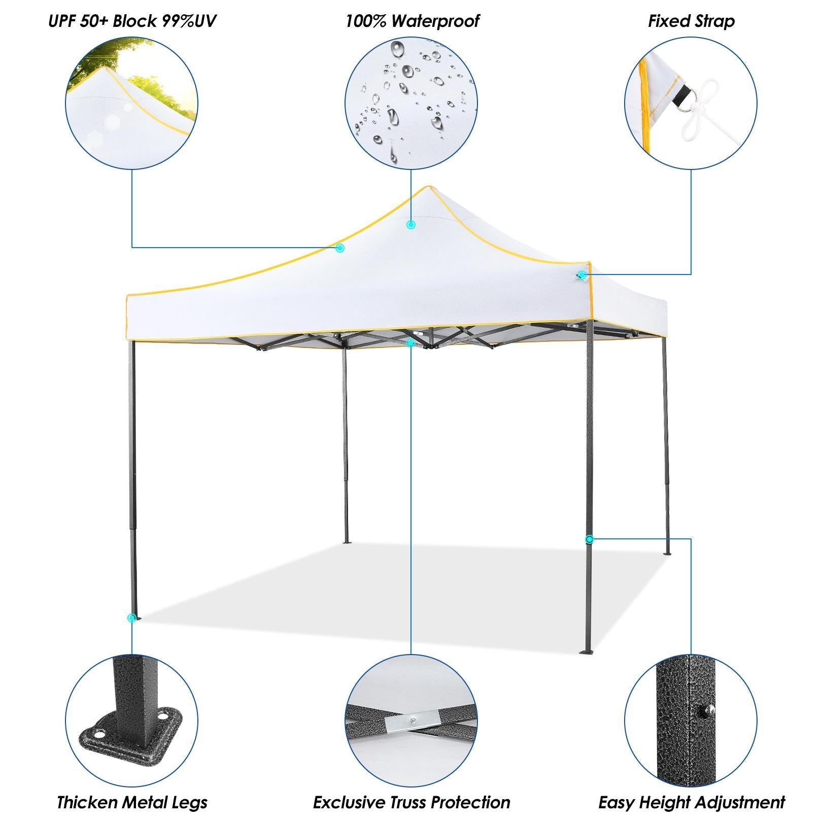 10'x10' Outdoor Canopies Gazebo - Pop Up Instant Gazebo with Waterproof and UV Protection - Patio Gazebo for Backyard, Outdoor, Patio and Lawn