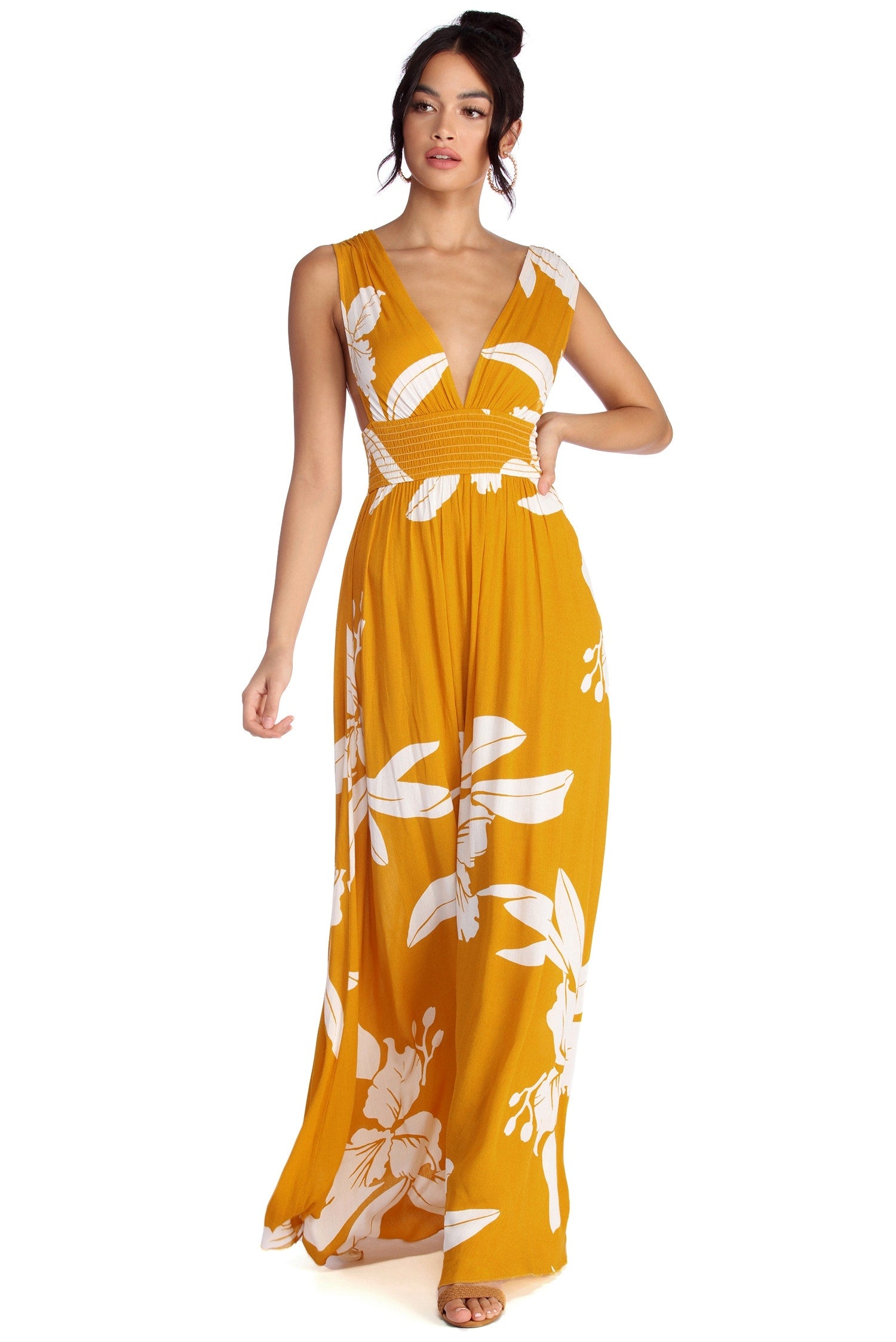 Take The Plunge Floral Maxi Dress