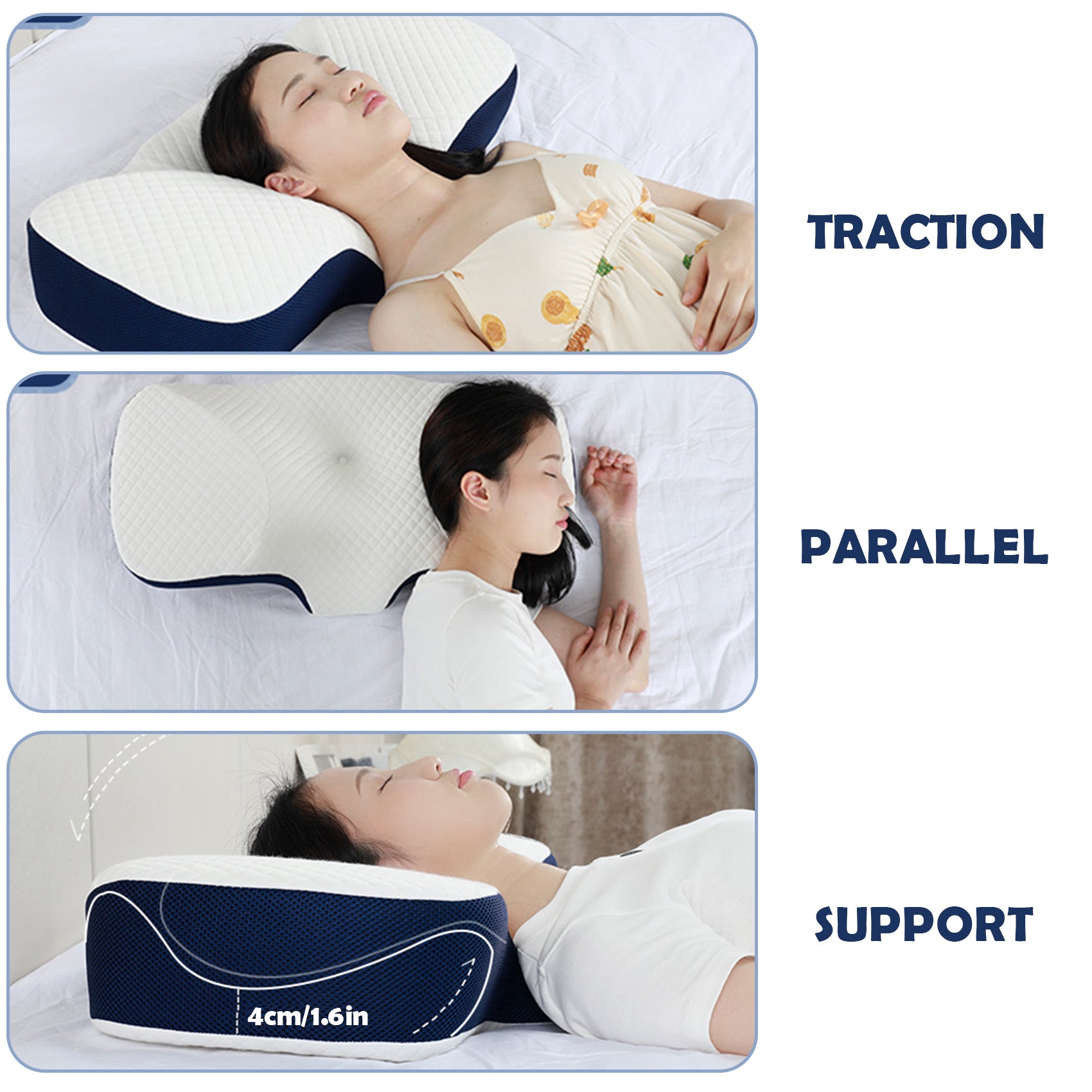 Suzicca Contour Memory Foam Pillow with Washable Silk-Pillowcase Orthopedic Ergonomic Cervical Sleeping Pillow for Neck Shoulder Pain for Side Back Stomach Sleepers