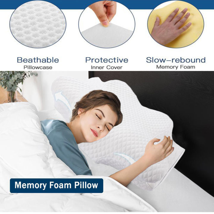Cervical Memory Foam Pillow, Contour Memory Foam Pillows for Sleeping,Ergonomic Orthopedic Contour Support Pillow for Side Sleepers, Back and Stomach Sleepers