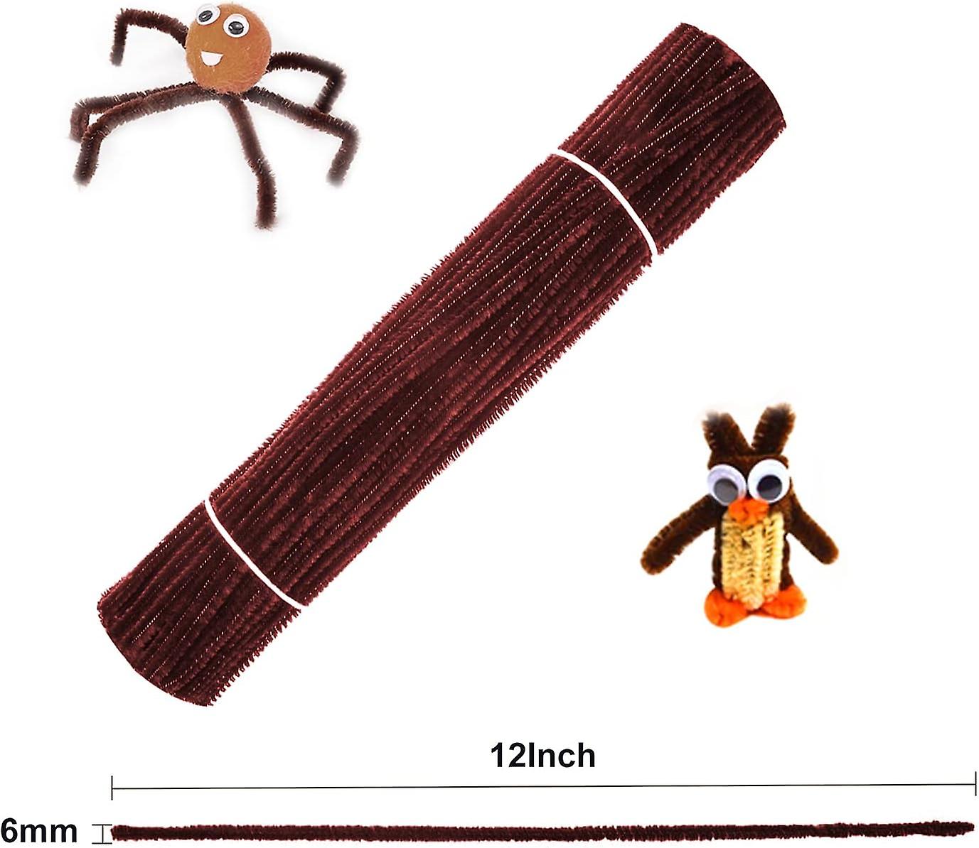 400 Pcs 6mm12 Inch Brown Pipe Cleaners， Soft Thick Chenille Stems Sticks Bulk For Craft Supplies