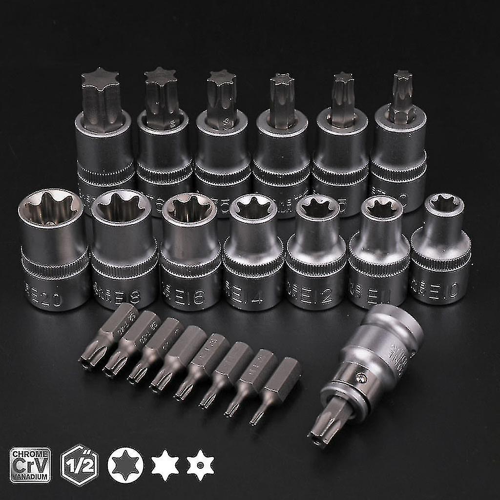 Naiwang 23 Pcs Torx Bit Socket Set Crv Star Sockets Set Car Repair Automotive Tools